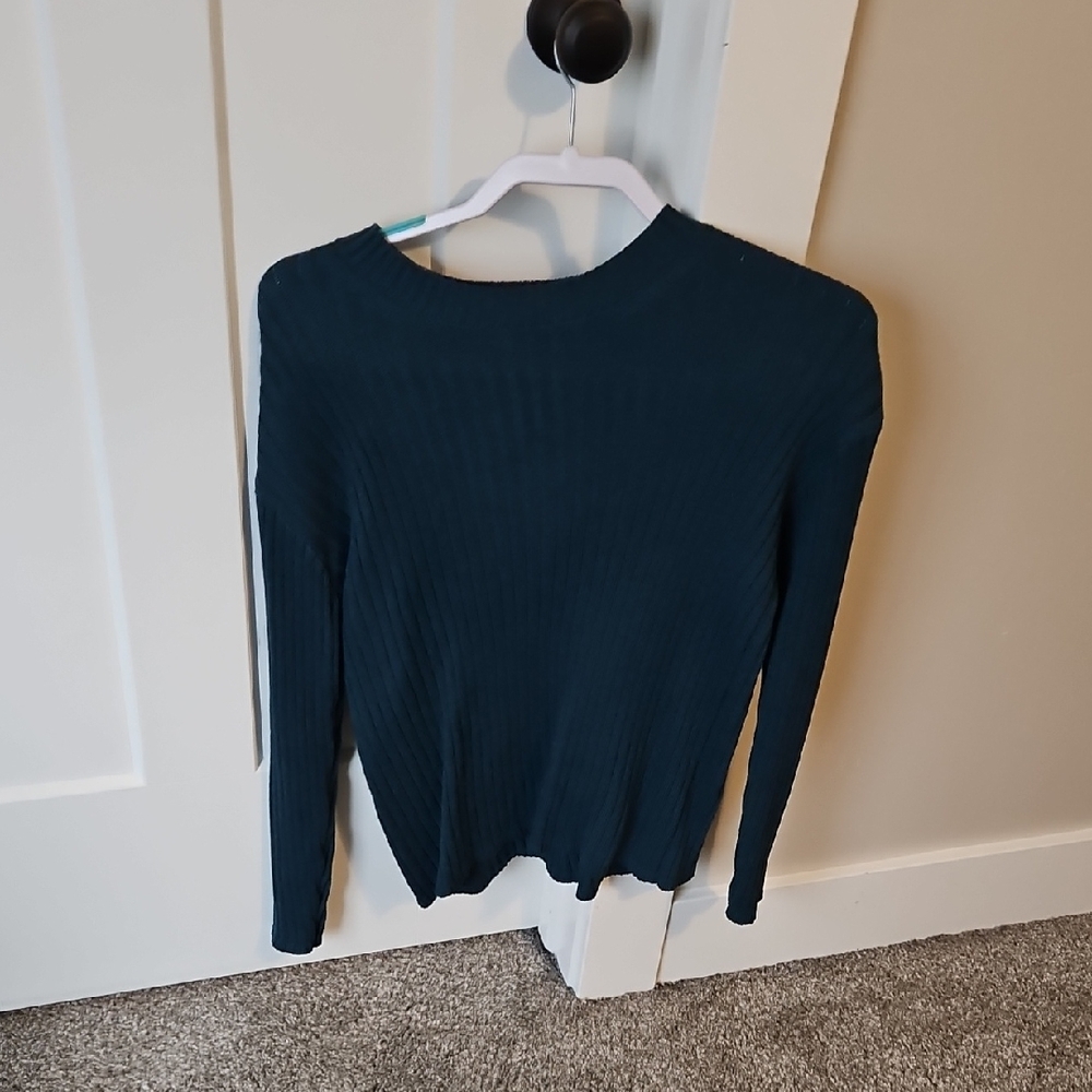 Blue Ribbed Women's Top